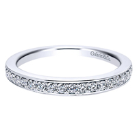 14k White Gold Contemporary Style Straight Wedding Band Diamond